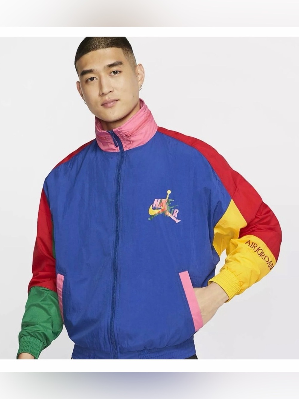 Nike Men's Colorblock Windbreaker Jacket — Blue, Red, Yellow, Green, Pink